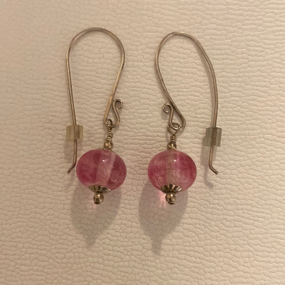 Pink beaded earring set
